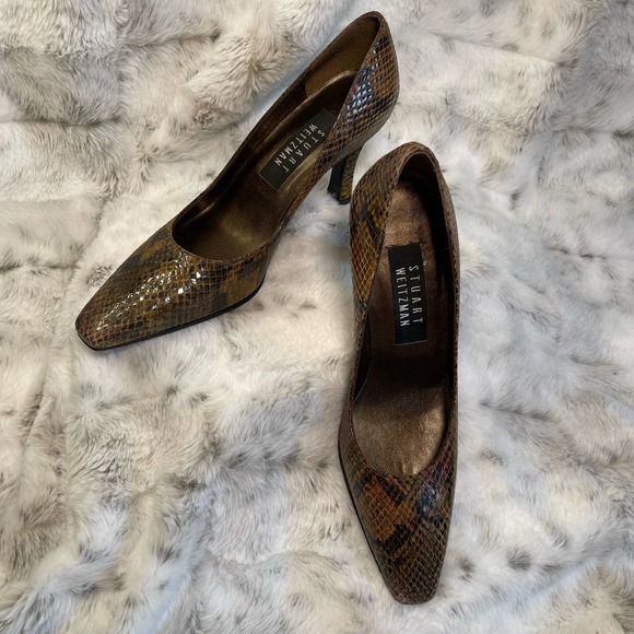 Stuart Weitzman Vintage Suave Wood Snakeskin Size 5.5 - Picture 2 of 11